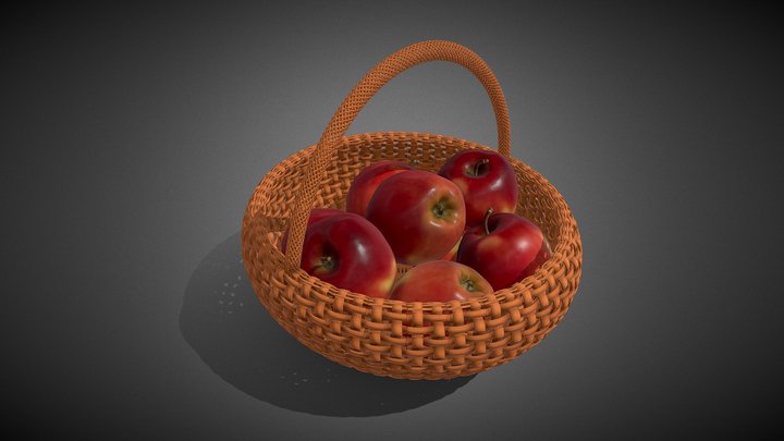 basket with apples 3D Model