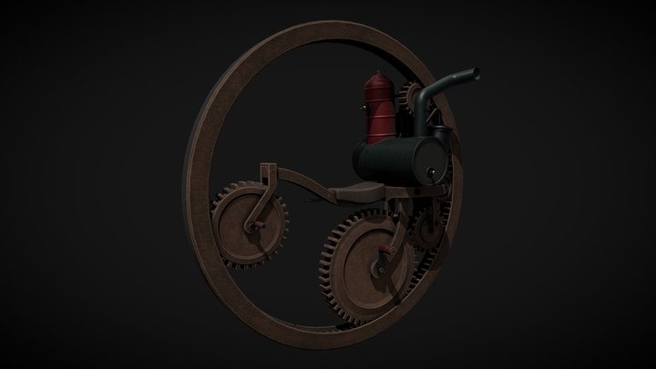 Steampunk Monobike 3D Model