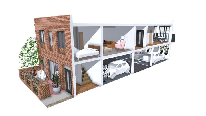 Apartments_undercroft parking with double loaded 3D Model