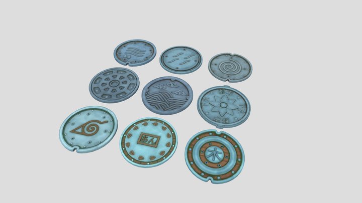 Stylized manholes pack 3D Model
