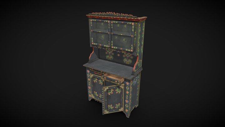 Painted wooden kitchen cabinet