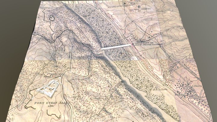 Fort Ethan Allen and Chain Bridge on 1864 Map 3D Model