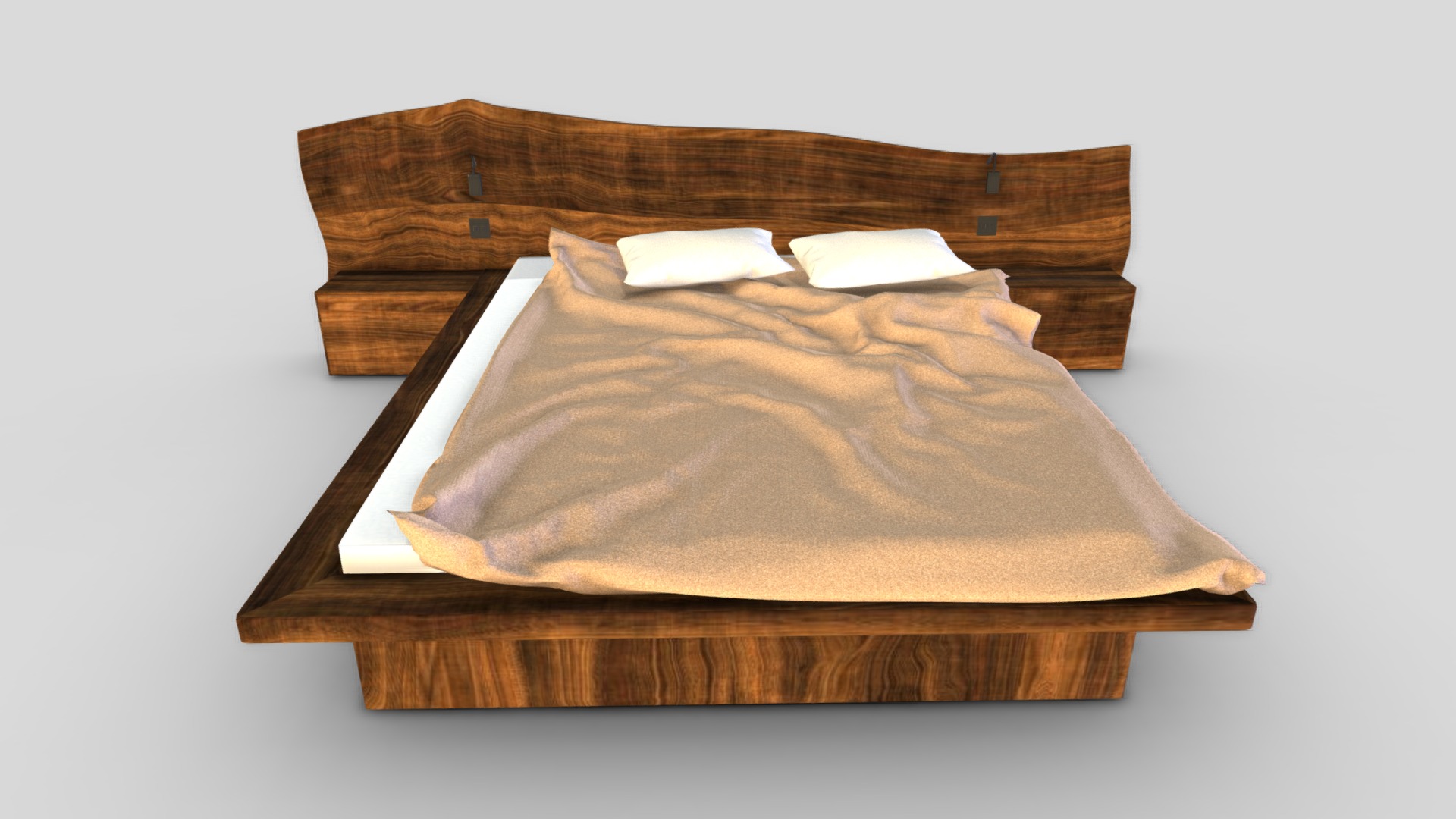 3D model Budkins Bed Hard Massive - This is a 3D model of the Budkins Bed Hard Massive. The 3D model is about a bed with a pillow.