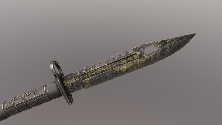 Gold Dragon M9 Bayonet 3D Model