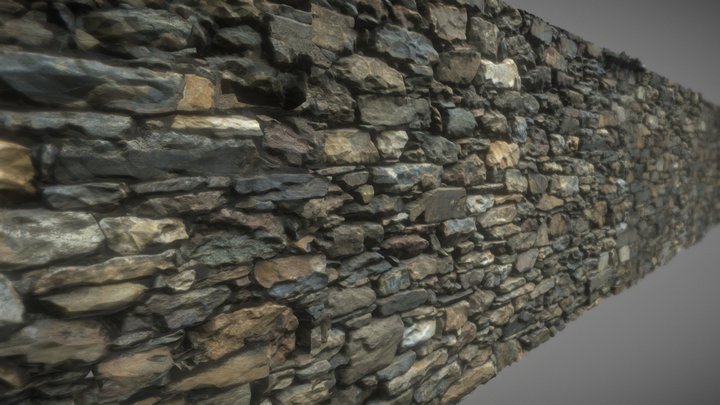 Cobblestone Wall Scan Northern Greece 3D Model