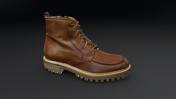 Men Boots with Sheep Lining Handmade in Italy 3D Model