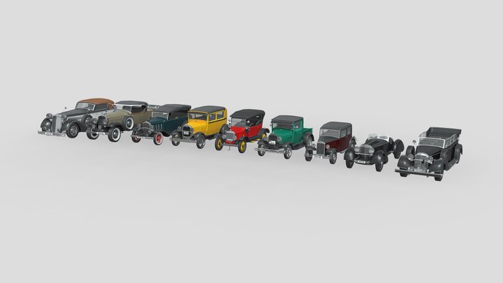 Low Poly Cars Collection 003 - 30s Cars 3D Model