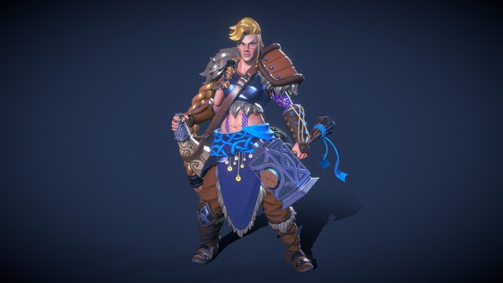 Stylized Female Viking 3D Model