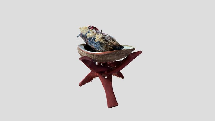 Smudge Incense Sage Set with Shell and Stand 3D Model