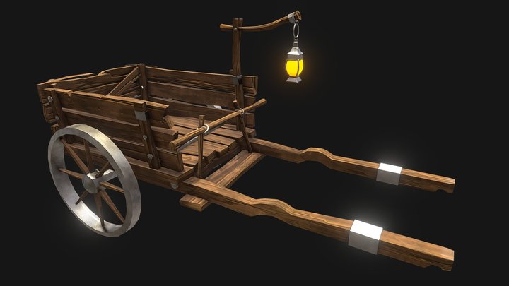 Stylized Medieval Wagon – Game Ready