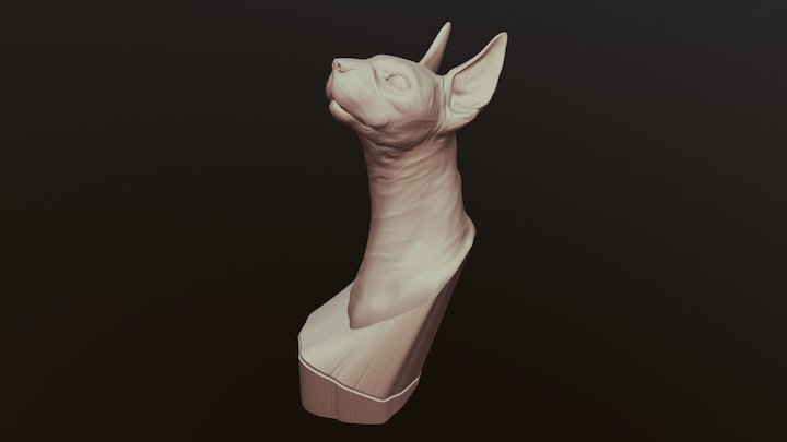 Sphinx Cat Bust 3D Model