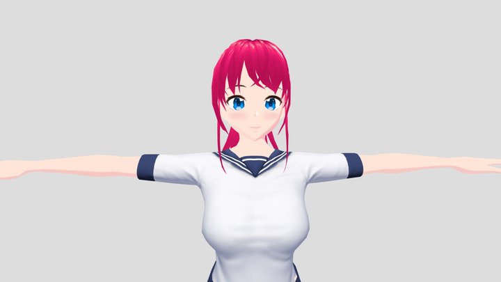 Anime Girl Number 1 LowPoly 3D Model