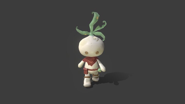 Onion Puppet Walk Animation 3D Model