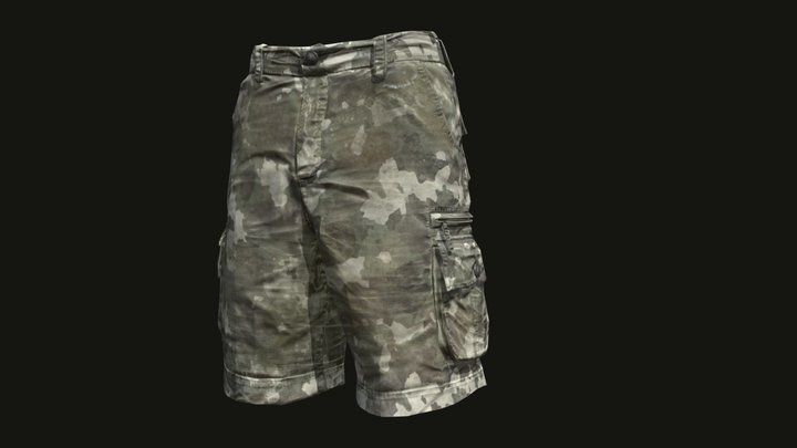 Cargo Pants Shorts Camouflage 3D Model