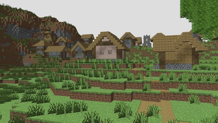Minecraft 3D Map Big Village (obj + PNG texture) 3D Model