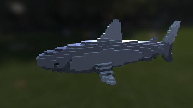 White Pointer Voxel Shark 3D Model