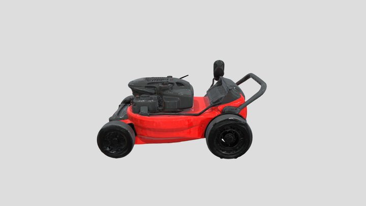 Red Lawnmower Top View 3D Model