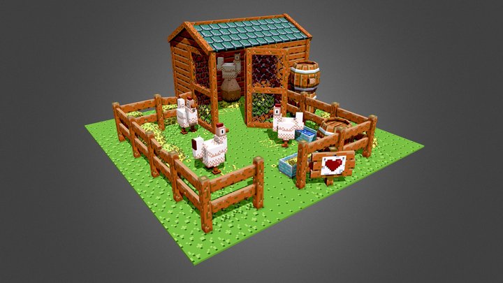 Pixel Chicken Coop 3D Model