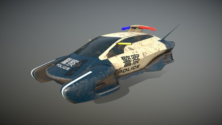 Police car in the dust 3D Model