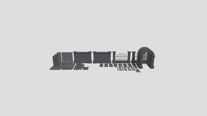 Floor Brick Set 3D Model