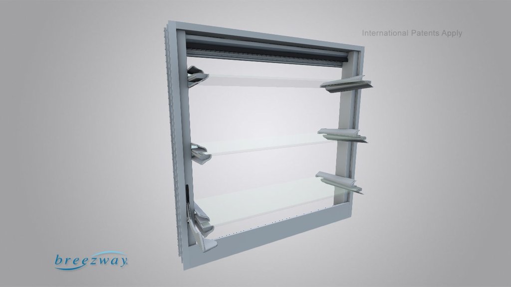 Altair Louver in a Makani Frame open 3D model by Breezway Louvre