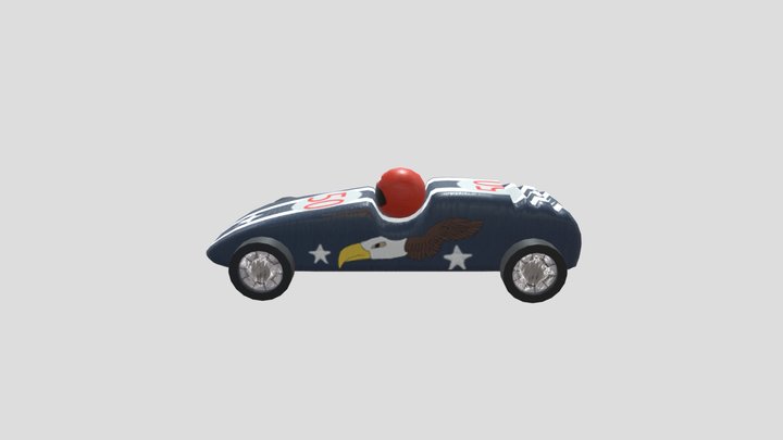 Wooden Toy Race Car USA #50 3D Model
