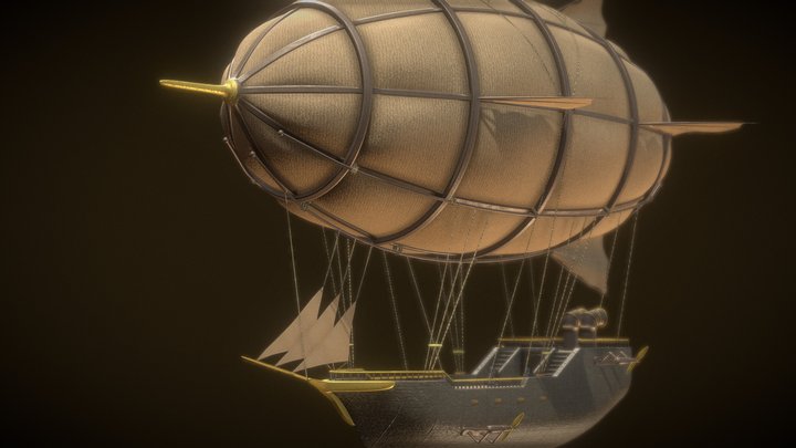 Steampunk pegasus transporter ship 3D Model