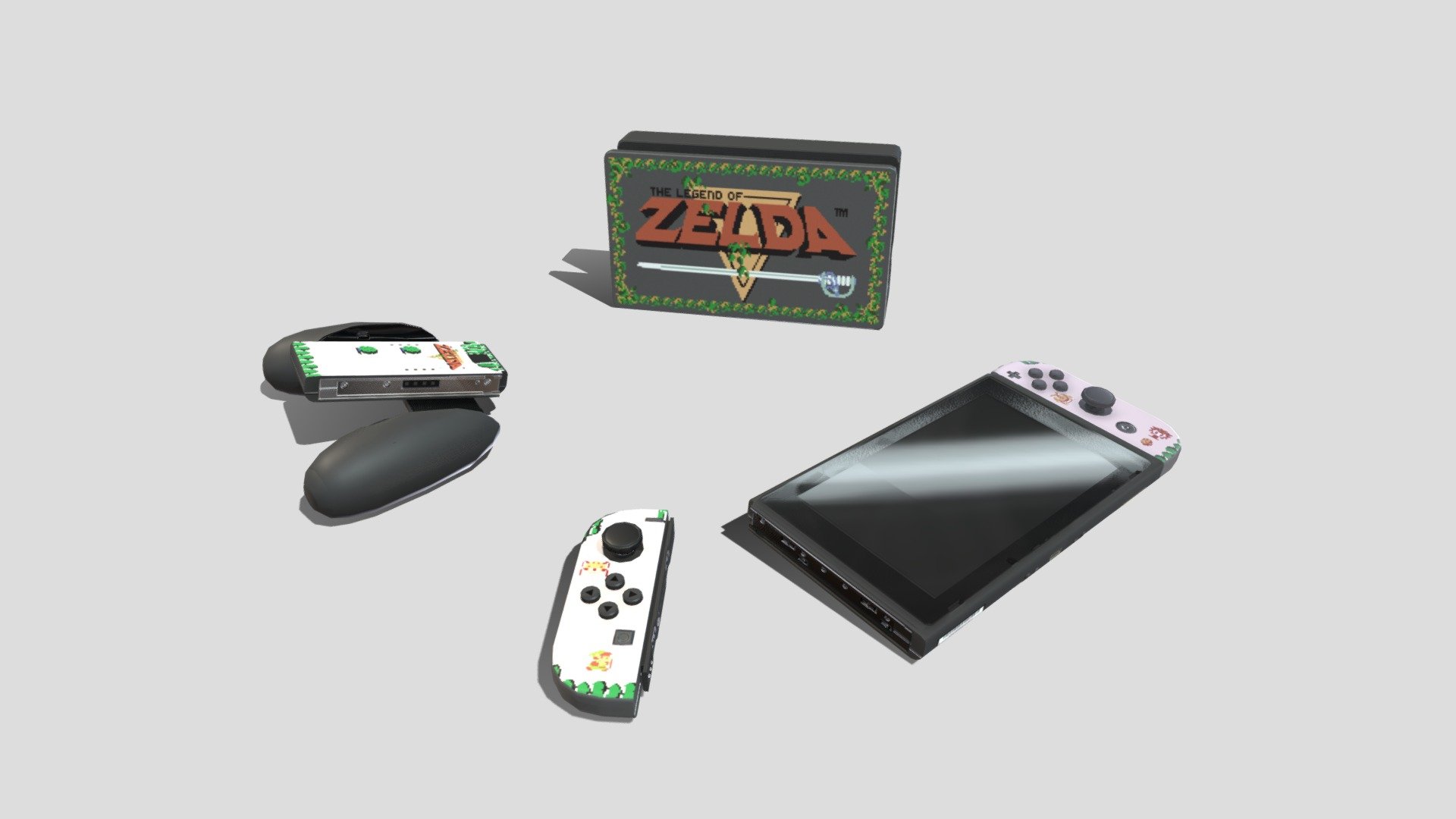 Nintendo Switch with LoZ Gold Cartridge Skin