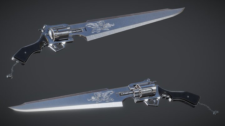 Gunblade Revolver (Updated) 3D Model