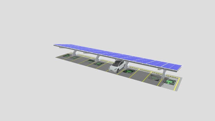 Solar Carport with Precast Structure - type Z 3D Model