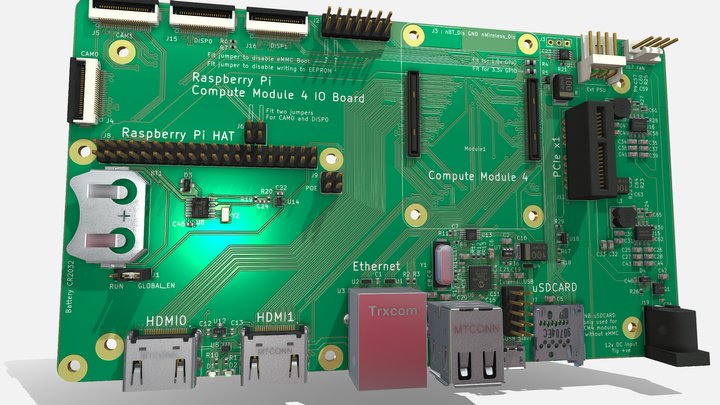 Raspberry Compute Module 4 IO Board 3D Model