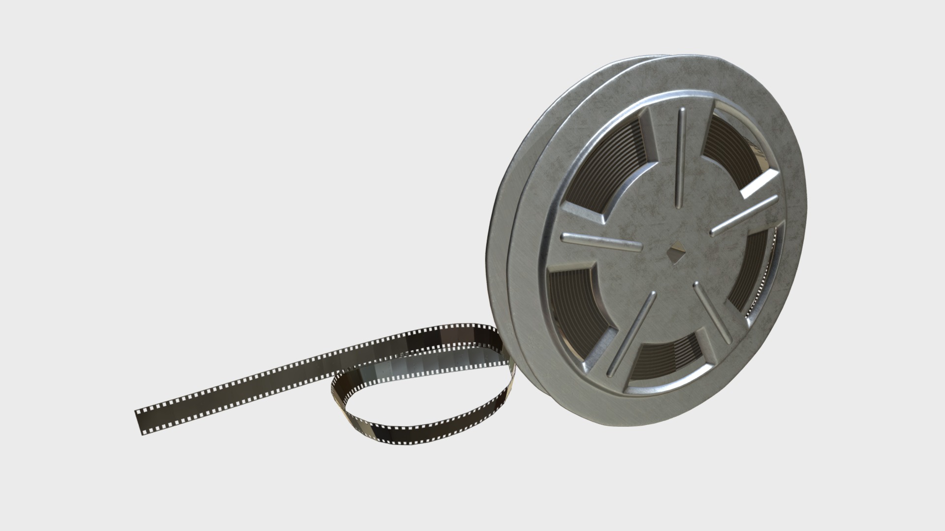 3D model Film reel - This is a 3D model of the Film reel. The 3D model is about a silver watch with a black band.