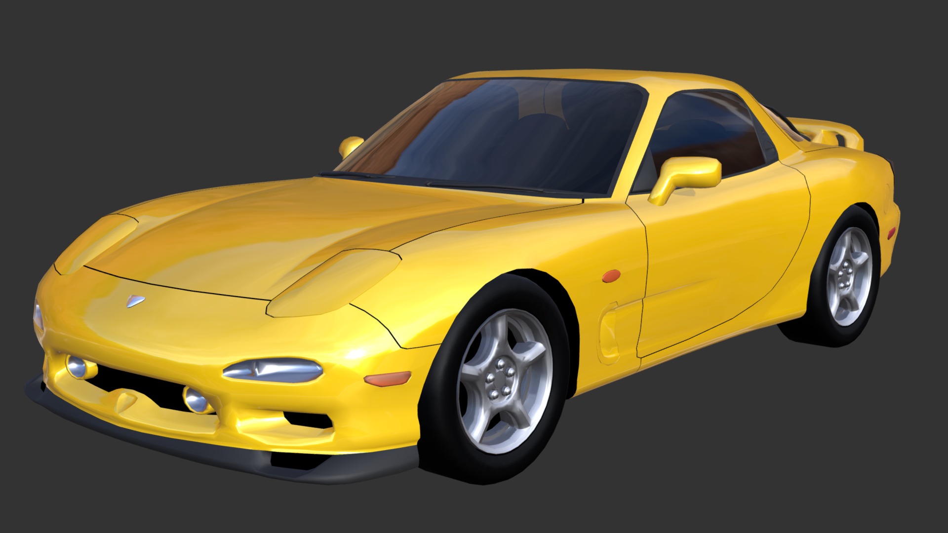 3D model Mazda RX7 FD - This is a 3D model of the Mazda RX7 FD. The 3D model is about a yellow sports car.