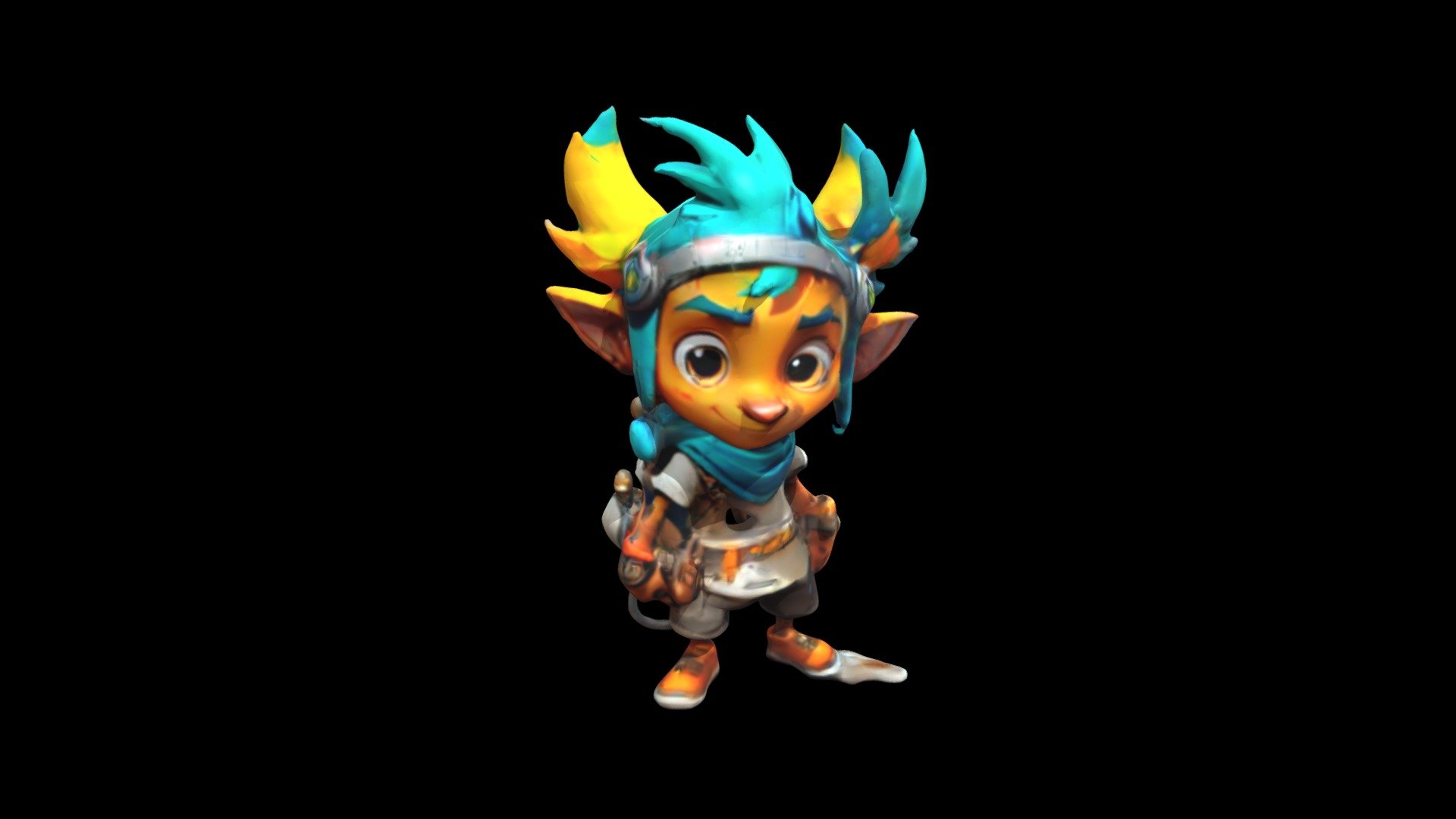 a cartoon character with orange and blue hair - Download Free 3D model ...