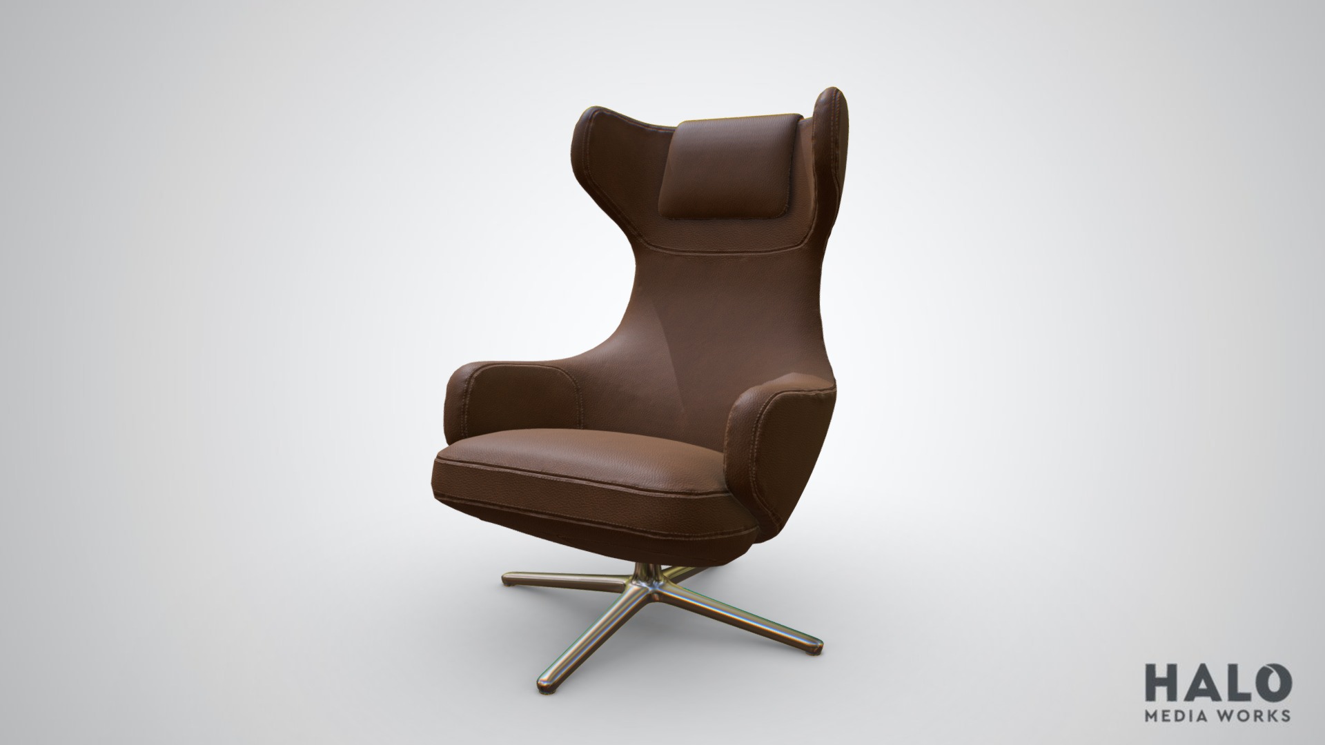 3D model Grand Repos Lounge Chair - This is a 3D model of the Grand Repos Lounge Chair. The 3D model is about a brown leather chair.