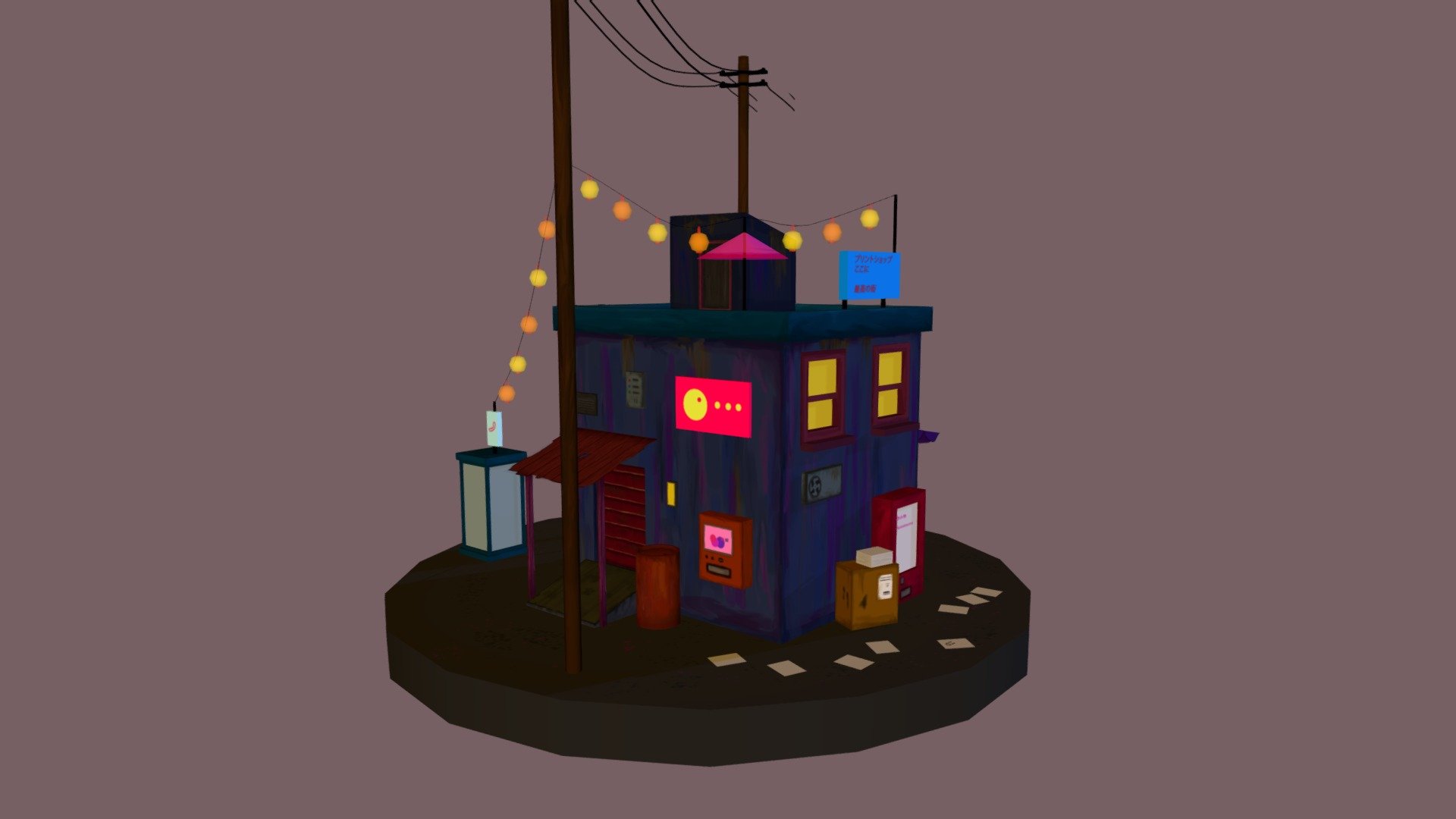 Printshop Diorama Low Poly