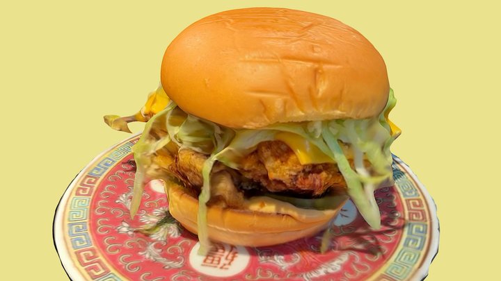Og Taiwanese Fried Chicken Burger - Food 3D Scan