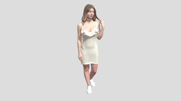 Ruffled Beige Knit Mini Dress – Modelo 3D gratuito STL