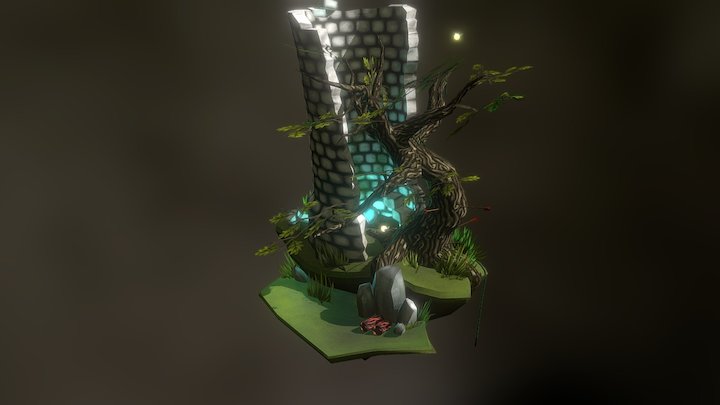 Abandoned Ruins Camp Diorama 3D Model