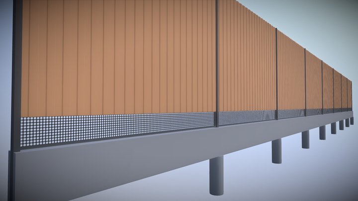 Straight metal sheet fence, version 1 3D Model
