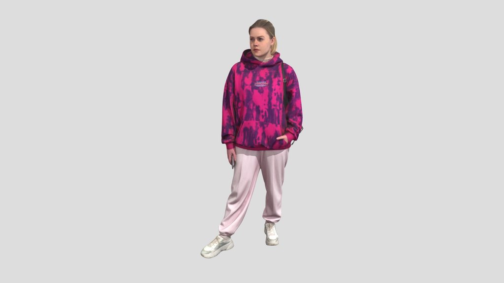 Girl In A Oversized Pink Hoodie