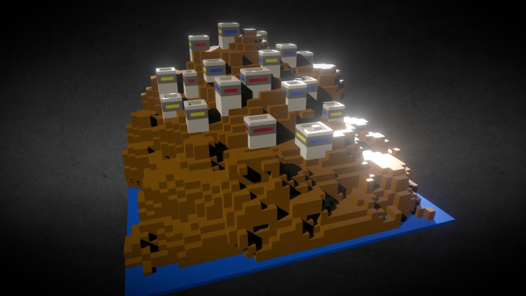 Voxel Island scene