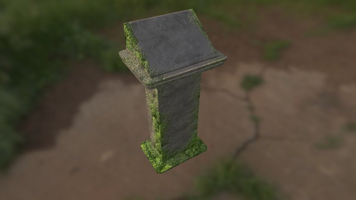 Mossy stone lectern 3D Model