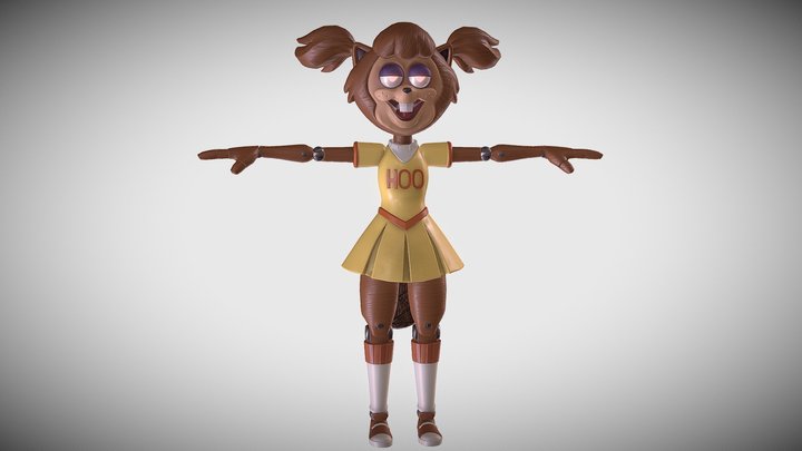 T-POSE Beverly Beaver Cheerleader animatronic 3D Model