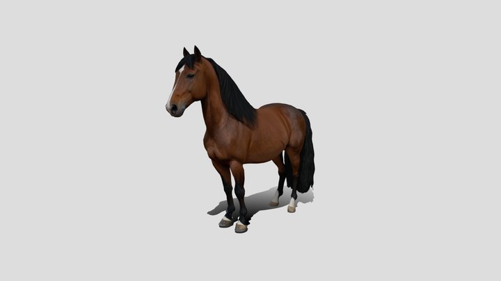 Low poly Horse Brown Colour 3d Model Free