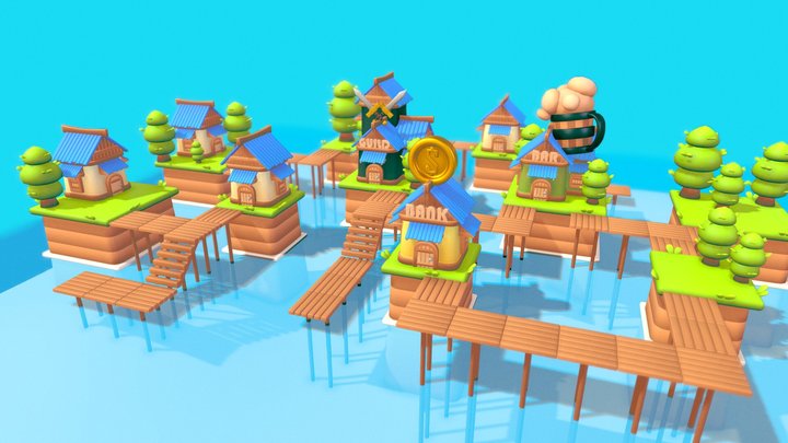 Fishing Town 3D Model