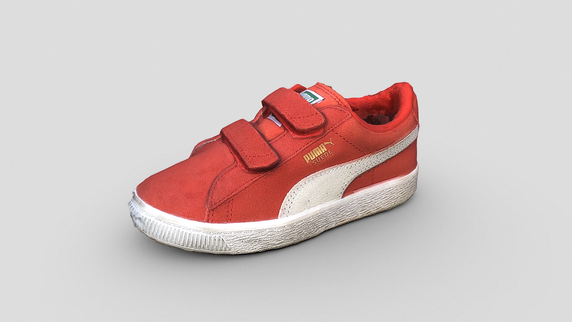 3D model William’s Puma sneakers - This is a 3D model of the William's Puma sneakers. The 3D model is about a red and white shoe.