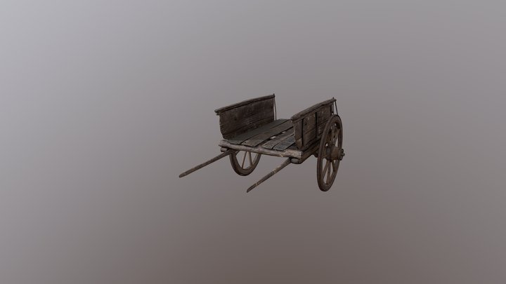Game Model of an old wooden Cart 3D Model