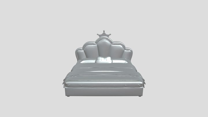 pink bed with crown headboard