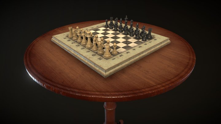Old Chess Set 3D Model